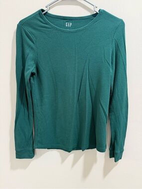GAP Women's Long Sleeve Thermal Top - Teal Green